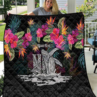 Personalised Hawaii Quilt Humpback Whale Tattoo With Tropical Flowers Black