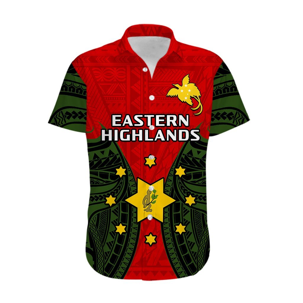 (Custom Personalised) Papua New Guinea Hawaiian Shirt Eastern Highlands Province Mix Coat Of Arms Polynesian Art LT14 - Polynesian Pride