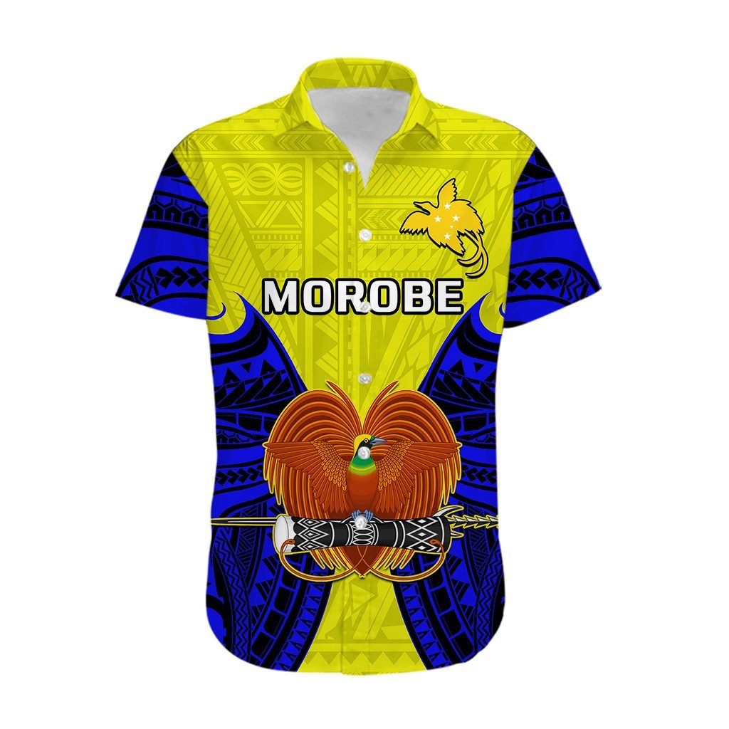 Papua New Guinea Hawaiian Shirt Morobe Province Mix Coat Of Arms Polynesian Art LT14 - Polynesian Pride