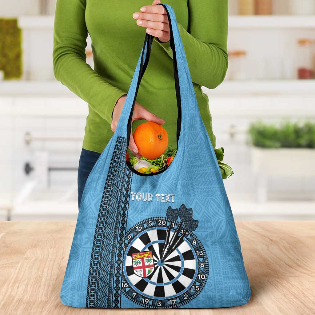 Fiji Darts Grocery Bag Fijian Tapa Pattern - Blue