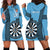 Personalised Fiji Darts Hoodie Dress Fijian Tapa Pattern - Blue