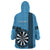 Personalised Fiji Darts Wearable Blanket Hoodie Fijian Tapa Pattern - Blue