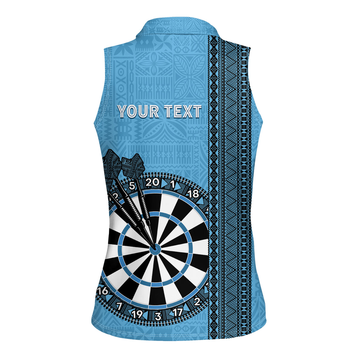 Personalised Fiji Darts Women Sleeveless Polo Shirt Fijian Tapa Pattern - Blue