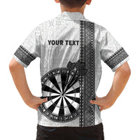 Personalised Fiji Darts Family Matching Puletasi and Hawaiian Shirt Fijian Tapa Pattern - White LT14 - Polynesian Pride