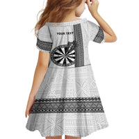 Personalised Fiji Darts Family Matching Puletasi and Hawaiian Shirt Fijian Tapa Pattern - White LT14 - Polynesian Pride