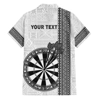 Personalised Fiji Darts Family Matching Puletasi and Hawaiian Shirt Fijian Tapa Pattern - White LT14 - Polynesian Pride