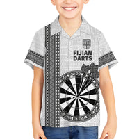 Personalised Fiji Darts Family Matching Puletasi and Hawaiian Shirt Fijian Tapa Pattern - White LT14 Son's Shirt White - Polynesian Pride