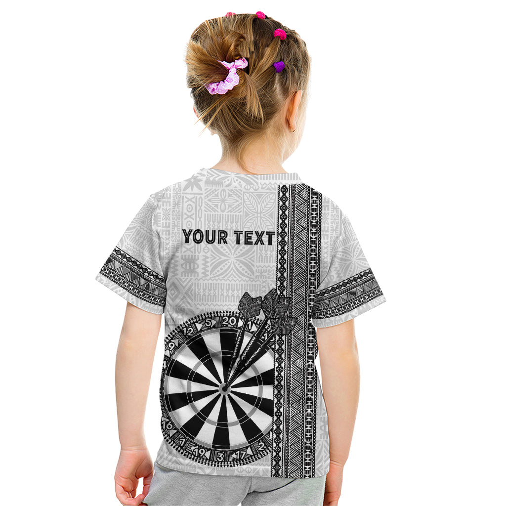 Personalised Fiji Darts Kid T Shirt Fijian Tapa Pattern - White