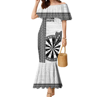 Personalised Fiji Darts Mermaid Dress Fijian Tapa Pattern - White