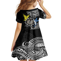 Personalised Cook Islands Darts Family Matching Long Sleeve Bodycon Dress and Hawaiian Shirt Kuki Airani Tribal Pattern LT14 - Polynesian Pride
