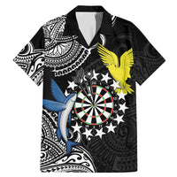 Personalised Cook Islands Darts Family Matching Mermaid Dress and Hawaiian Shirt Kuki Airani Tribal Pattern LT14 Dad's Shirt - Short Sleeve Black - Polynesian Pride