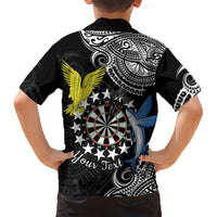 Personalised Cook Islands Darts Family Matching Short Sleeve Bodycon Dress and Hawaiian Shirt Kuki Airani Tribal Pattern LT14 - Polynesian Pride