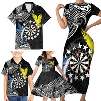 Personalised Cook Islands Darts Family Matching Short Sleeve Bodycon Dress and Hawaiian Shirt Kuki Airani Tribal Pattern LT14 - Polynesian Pride