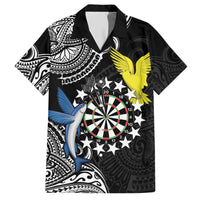 Personalised Cook Islands Darts Family Matching Short Sleeve Bodycon Dress and Hawaiian Shirt Kuki Airani Tribal Pattern LT14 Dad's Shirt - Short Sleeve Black - Polynesian Pride
