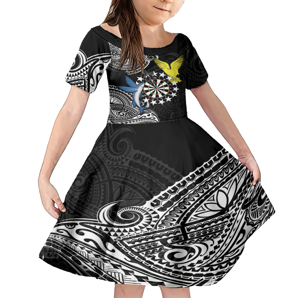 Personalised Cook Islands Darts Family Matching Tank Maxi Dress and Hawaiian Shirt Kuki Airani Tribal Pattern