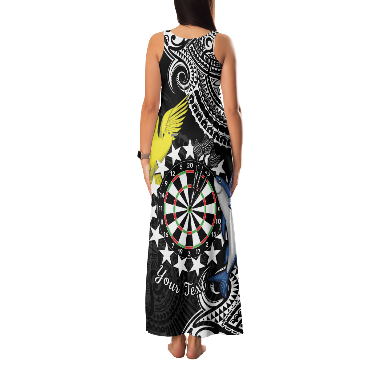 Personalised Cook Islands Darts Family Matching Tank Maxi Dress and Hawaiian Shirt Kuki Airani Tribal Pattern