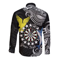 Personalised Cook Islands Darts Long Sleeve Button Shirt Kuki Airani Tribal Pattern