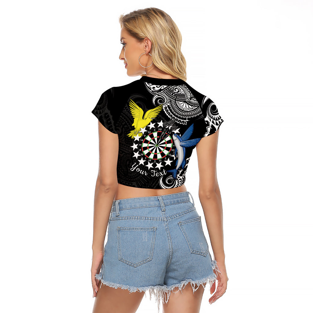 Personalised Cook Islands Darts Raglan Cropped T Shirt Kuki Airani Tribal Pattern