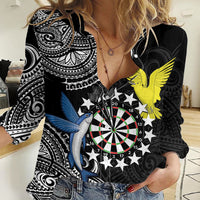 Personalised Cook Islands Darts Women Casual Shirt Kuki Airani Tribal Pattern