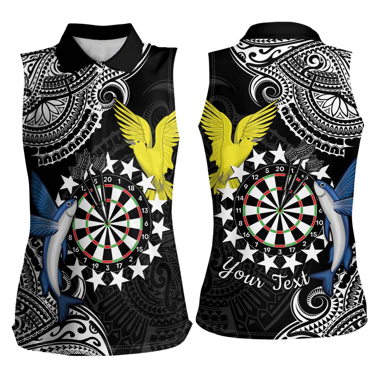 Personalised Cook Islands Darts Women Sleeveless Polo Shirt Kuki Airani Tribal Pattern