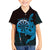 Aloha Hawaii Darts Family Matching Short Sleeve Bodycon Dress and Hawaiian Shirt Dart Board With Polynesian Shark - Blue