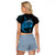 Aloha Hawaii Darts Raglan Cropped T Shirt Dart Board With Polynesian Shark - Blue