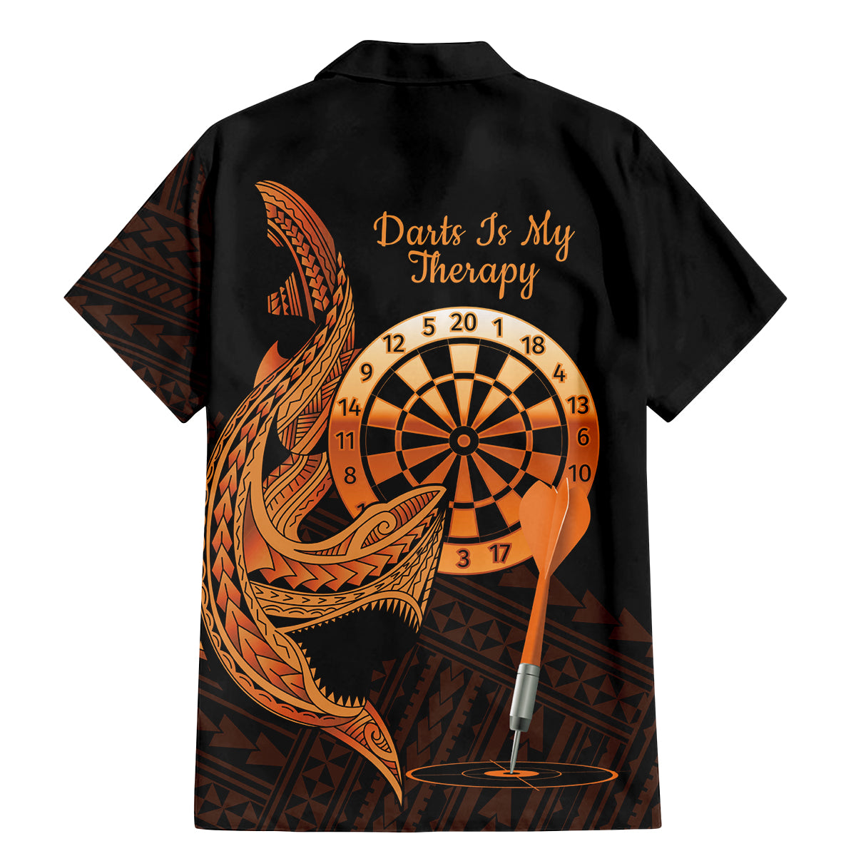 Aloha Hawaii Darts Family Matching Mermaid Dress and Hawaiian Shirt Dart Board With Polynesian Shark - Gold LT14 - Polynesian Pride