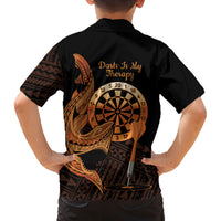 Aloha Hawaii Darts Family Matching Puletasi and Hawaiian Shirt Dart Board With Polynesian Shark - Gold LT14 - Polynesian Pride