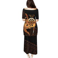 Aloha Hawaii Darts Family Matching Puletasi and Hawaiian Shirt Dart Board With Polynesian Shark - Gold LT14 - Polynesian Pride