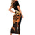 Aloha Hawaii Darts Short Sleeve Bodycon Dress Dart Board With Polynesian Shark - Gold