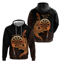 Aloha Hawaii Darts Zip Hoodie Dart Board With Polynesian Shark - Gold