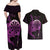 Aloha Hawaii Darts Couples Matching Off Shoulder Maxi Dress and Hawaiian Shirt Dart Board With Polynesian Shark - Purple