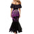 Aloha Hawaii Darts Family Matching Mermaid Dress and Hawaiian Shirt Dart Board With Polynesian Shark - Purple