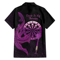 Aloha Hawaii Darts Family Matching Puletasi and Hawaiian Shirt Dart Board With Polynesian Shark - Purple LT14 - Polynesian Pride