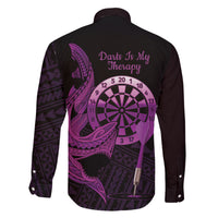 Aloha Hawaii Darts Family Matching Short Sleeve Bodycon Dress and Hawaiian Shirt Dart Board With Polynesian Shark - Purple LT14 - Polynesian Pride