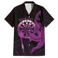Aloha Hawaii Darts Family Matching Summer Maxi Dress and Hawaiian Shirt Dart Board With Polynesian Shark - Purple