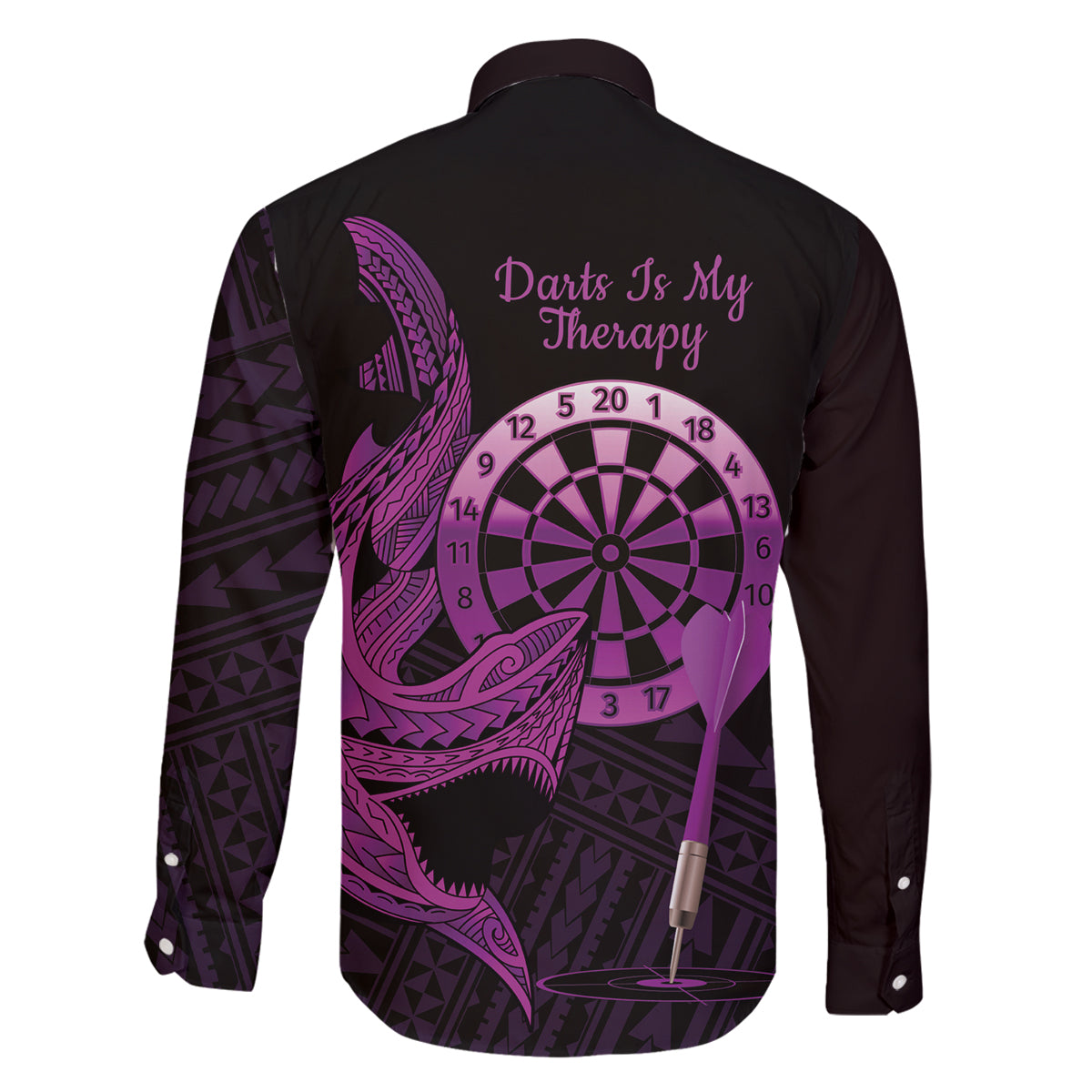 Aloha Hawaii Darts Family Matching Tank Maxi Dress and Hawaiian Shirt Dart Board With Polynesian Shark - Purple