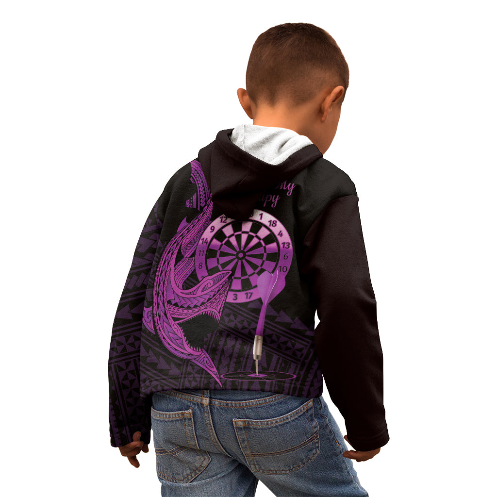 Aloha Hawaii Darts Kid Hoodie Dart Board With Polynesian Shark - Purple
