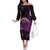 Aloha Hawaii Darts Off The Shoulder Long Sleeve Dress Dart Board With Polynesian Shark - Purple