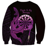 Aloha Hawaii Darts Sweatshirt Dart Board With Polynesian Shark - Purple