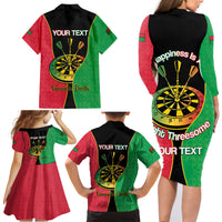 Personalised Vanuatu Darts Family Matching Long Sleeve Bodycon Dress and Hawaiian Shirt Happiness Is A Tight Threesome Sand Drawing Art LT14 - Polynesian Pride