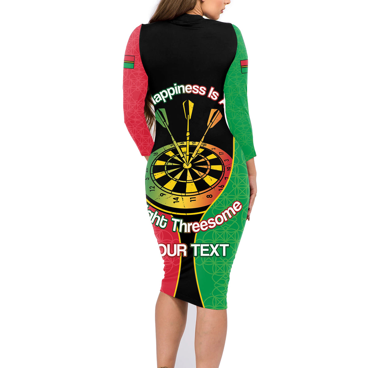 Personalised Vanuatu Darts Family Matching Long Sleeve Bodycon Dress and Hawaiian Shirt Happiness Is A Tight Threesome Sand Drawing Art LT14 - Polynesian Pride