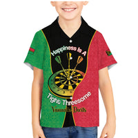 Personalised Vanuatu Darts Family Matching Mermaid Dress and Hawaiian Shirt Happiness Is A Tight Threesome Sand Drawing Art LT14 Son's Shirt Red - Polynesian Pride