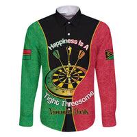 Personalised Vanuatu Darts Family Matching Summer Maxi Dress and Hawaiian Shirt Happiness Is A Tight Threesome Sand Drawing Art LT14 Dad's Shirt - Long Sleeve Red - Polynesian Pride