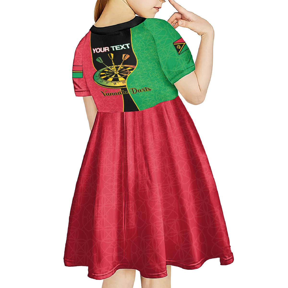 Personalised Vanuatu Darts Kid Short Sleeve Dress Happiness Is A Tight Threesome Sand Drawing Art
