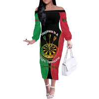 Personalised Vanuatu Darts Off The Shoulder Long Sleeve Dress Happiness Is A Tight Threesome Sand Drawing Art