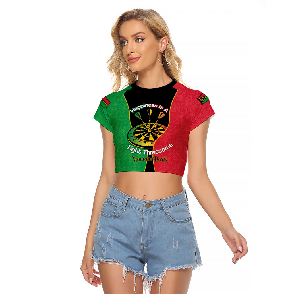 Personalised Vanuatu Darts Raglan Cropped T Shirt Happiness Is A Tight Threesome Sand Drawing Art