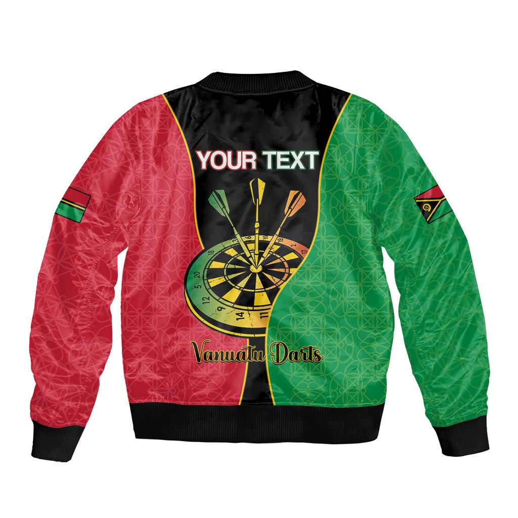 Personalised Vanuatu Darts Sleeve Zip Bomber Jacket Happiness Is A Tight Threesome Sand Drawing Art