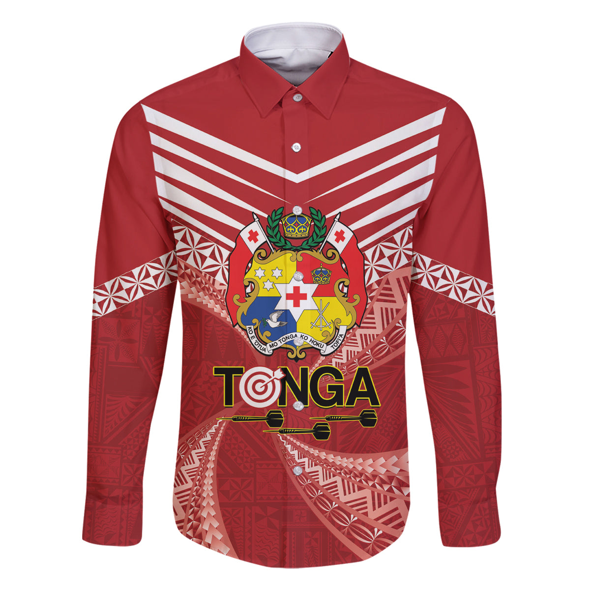 Tonga Darts Family Matching Long Sleeve Bodycon Dress and Hawaiian Shirt Tongan Ngatu Pattern