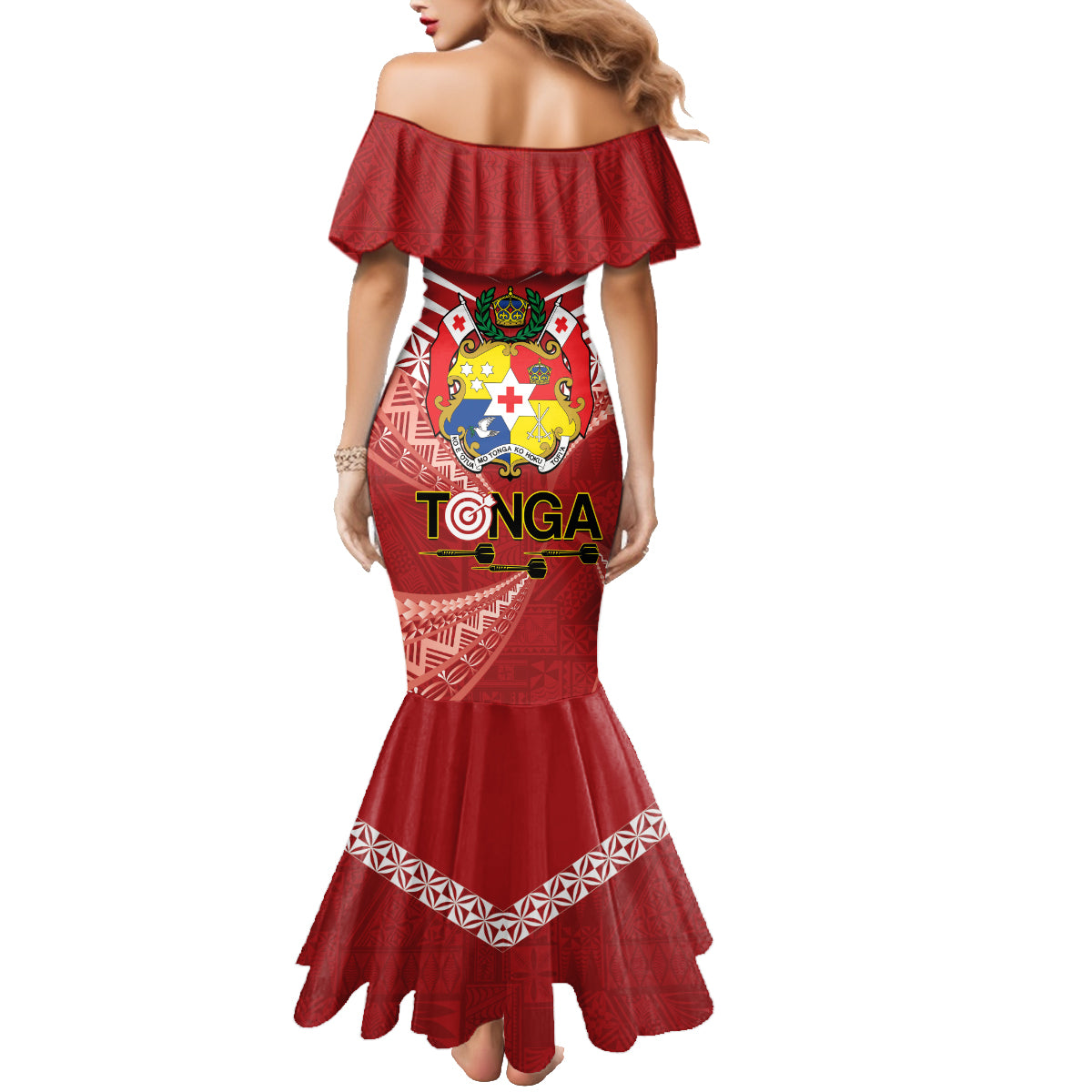 Tonga Darts Family Matching Mermaid Dress and Hawaiian Shirt Tongan Ngatu Pattern